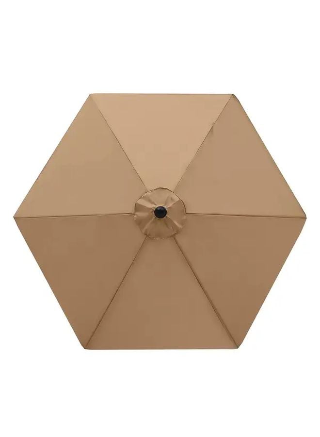 3M 6 Ribs Beige Replacement Canopy For Patio Market Umbrella Sun Protection Cover - Image 1